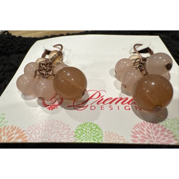 Premier Designs Light Pink Gold Cluster Bead Earrings Dangle 1.5" NEW - Picture 5 of 9